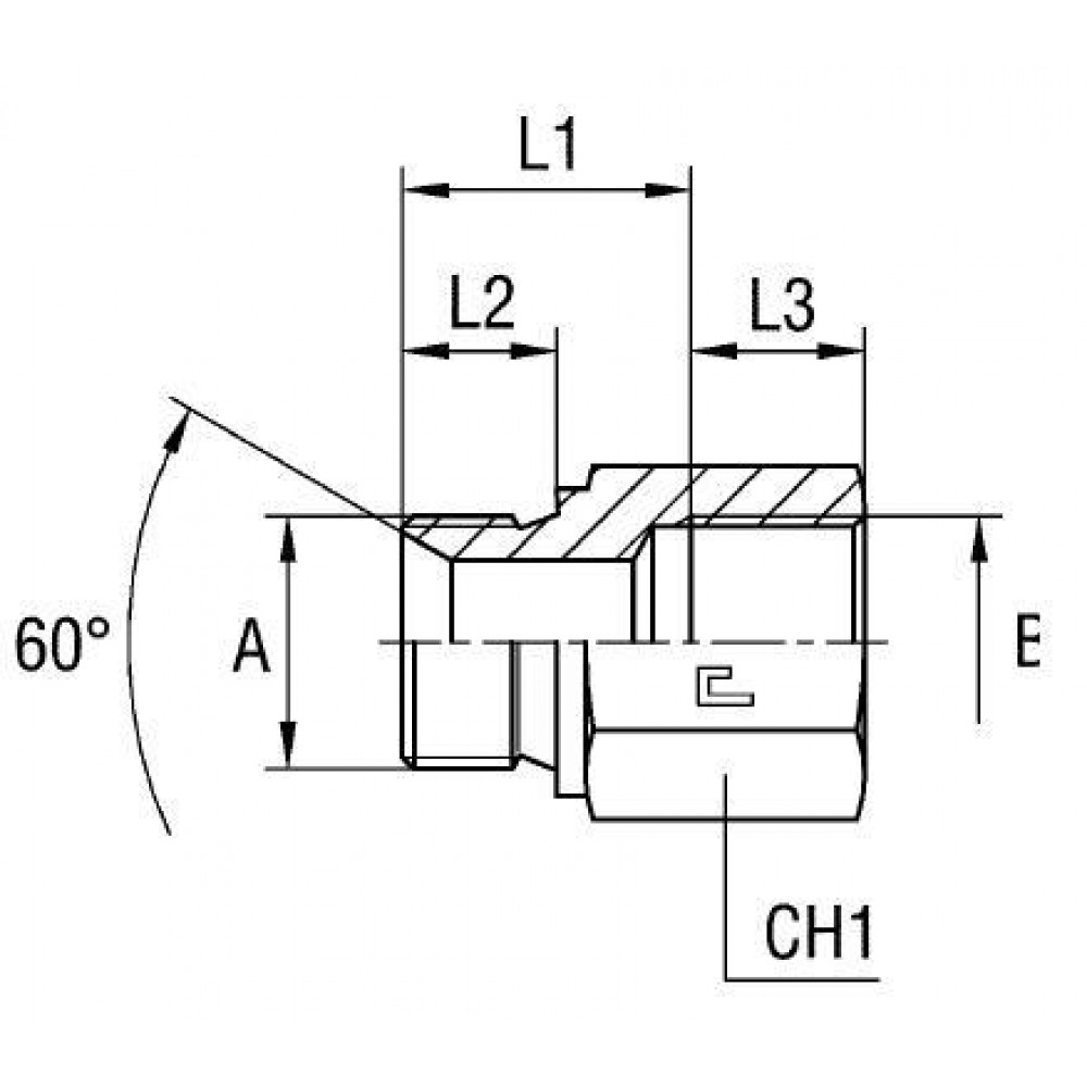 Соединение PF BSP 1/2" BSP 1/2" L36