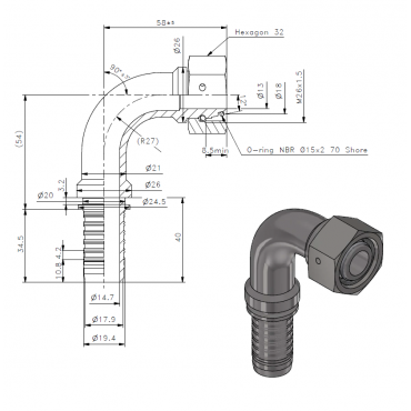 Фитинг DN 05 DKO-S (Г) 16x1.5 8 (45)