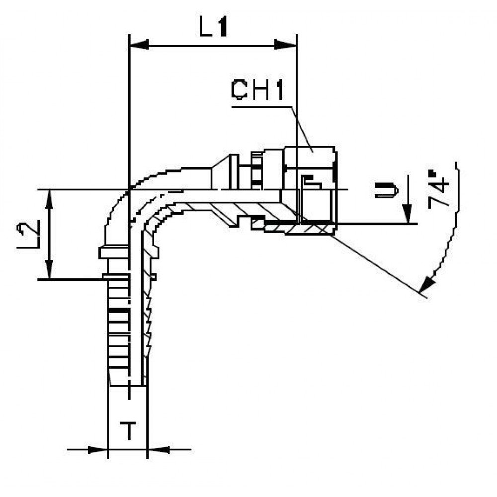 Фитинг DN 10 JIC (Г) 7/8 (90)