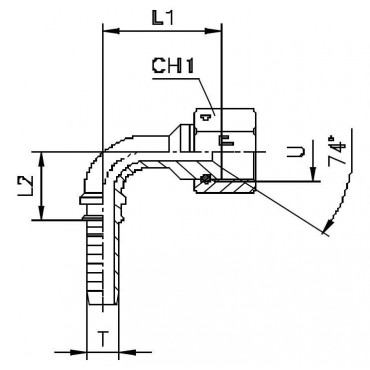 Фитинг DN 12 JIC (Г) 7/8 (90) (штифтованная гайка)