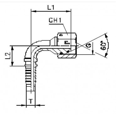 Фитинг DN 20 BSP (Г) 3/4 (90)(штифтованная гайка) (o-ring)