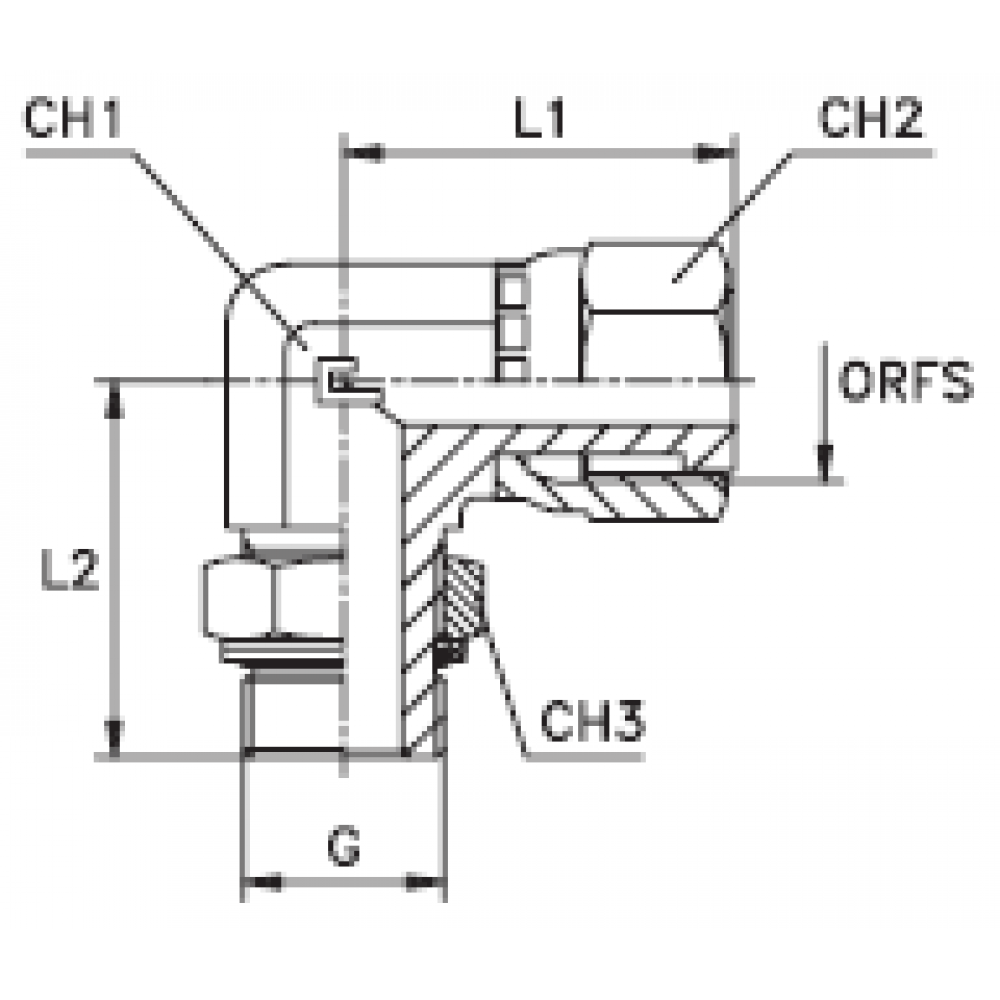 Штуцер ORFS90 1.11/16 - BSP 1.1/4 (обжатая гайка)
