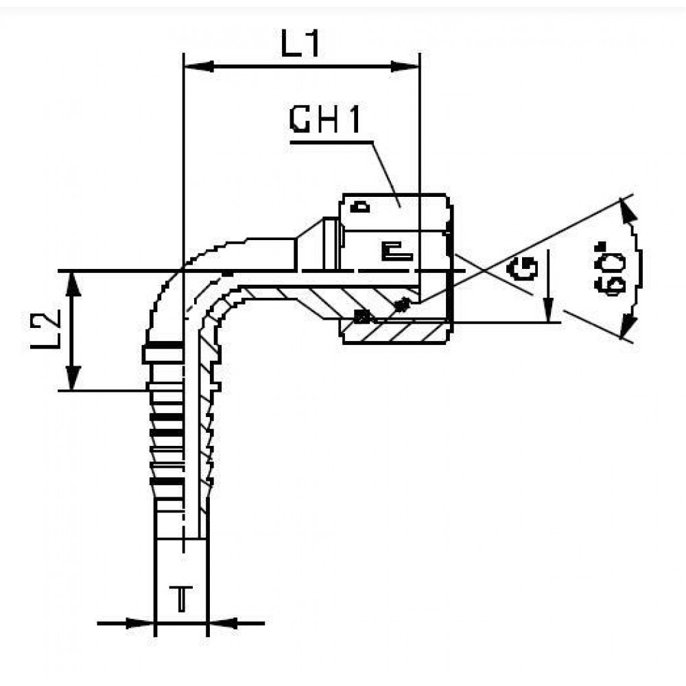 Фитинг DN 16 BSP (Г) 5/8 (90)(o-ring)