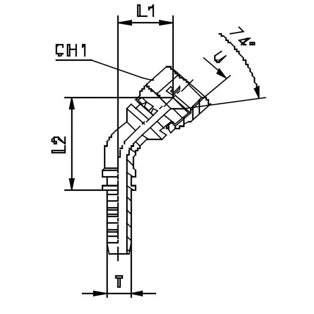 Фитинг DN 12 JIC (Г) 3/4 (45)