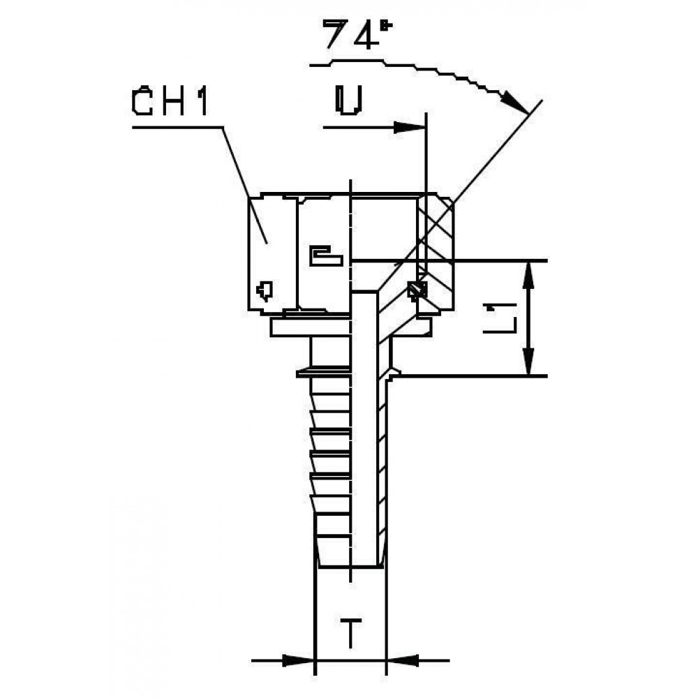Фитинг DN 08 JIC (Г) 9/16 (штифтованная гайка)